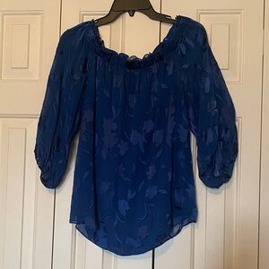 White House Black Market Blue Floral Blouse